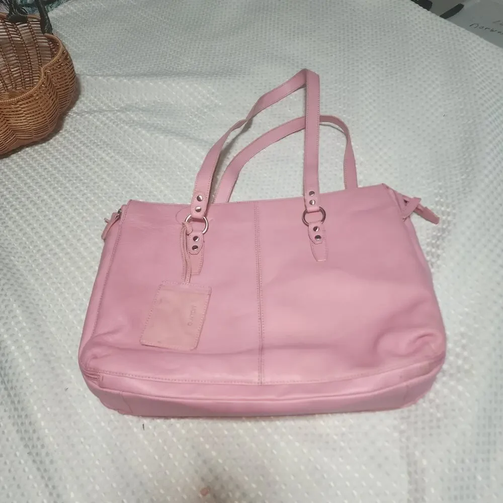 BUXTON EUC PINK XL MADISON LEATHER BUSINESS TOTE BAG